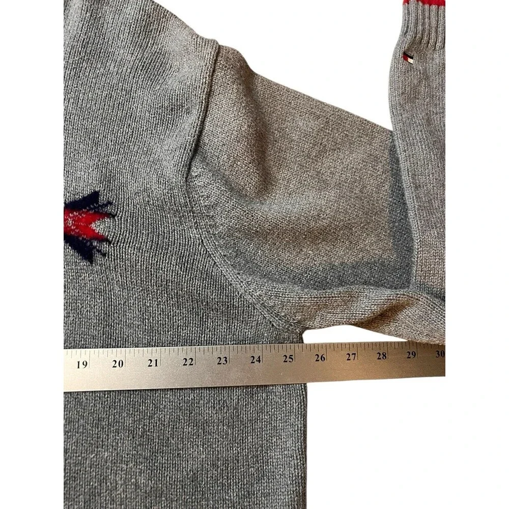 Vtg Tommy Hilfiger Flag Snowflake Gray‎ Pullover Sweater Mens Sz XXL